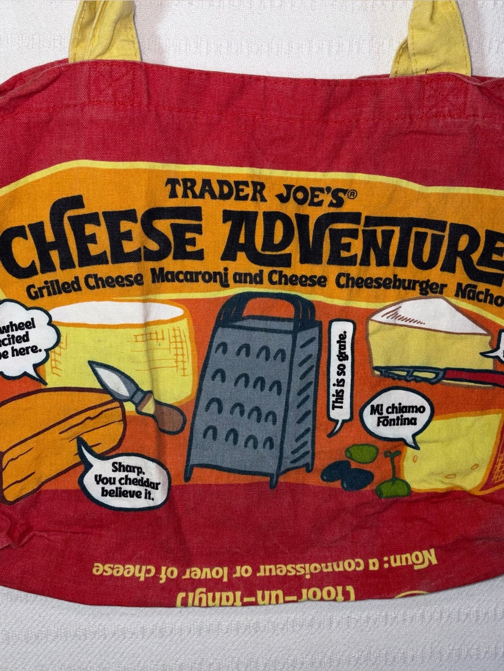 Trader Joe’s Reusable Canvas Grocery Shopping Bag Cheese Adventures Limited Run - Picture 3 of 8
